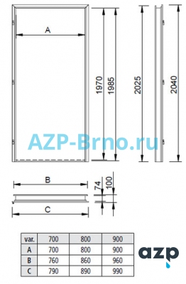 Рама для внутренних дверей из нержавеющей стали NZI AZP Brno Чехия (фото, схема)
